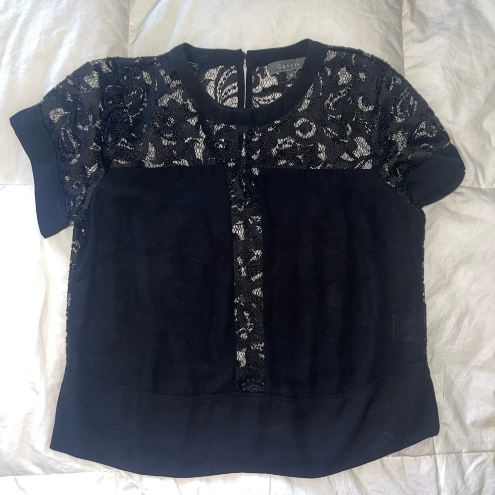 Grace Women's Black Lace Blouse